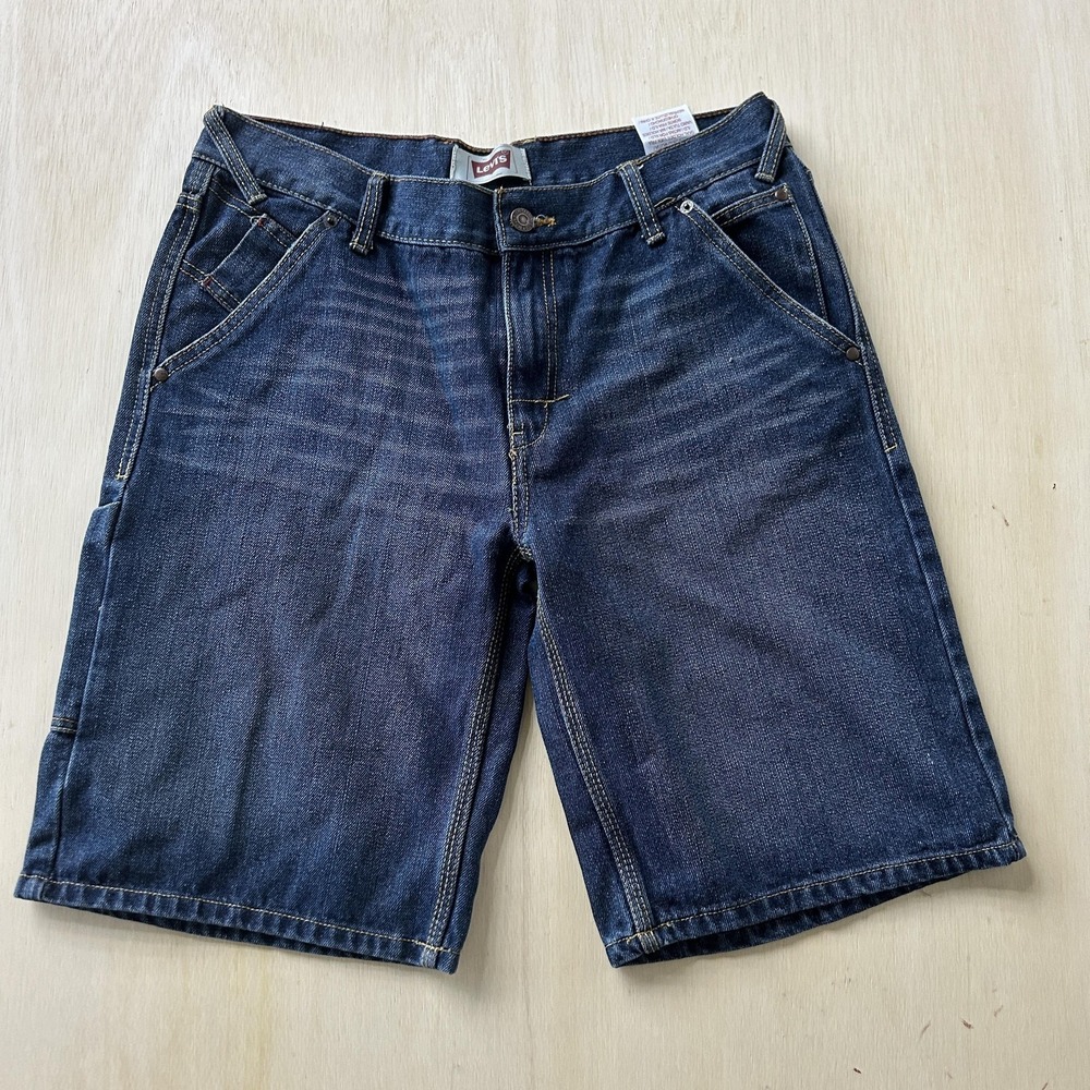 Y2K Levis Cargo Shorts Mens 32 Blue Denim Carpenter Utility Pockets 11 Inseam